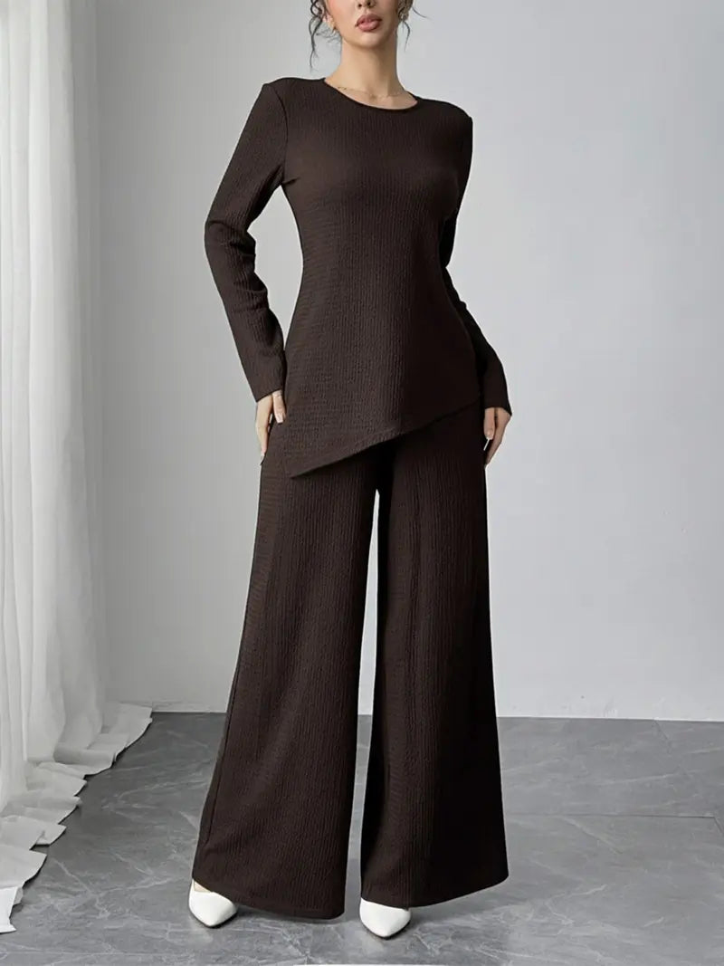 Asymmetric Design Shawl Set, High-End Casual Three-Piece