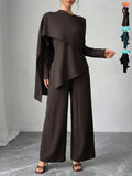 Asymmetric Design Shawl Set, High-End Casual Three-Piece